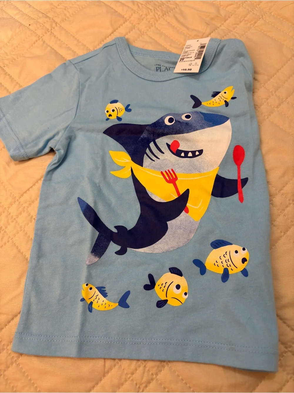 The Children's Place Light Blue Shark & Yellow Fish Graphic Tee
